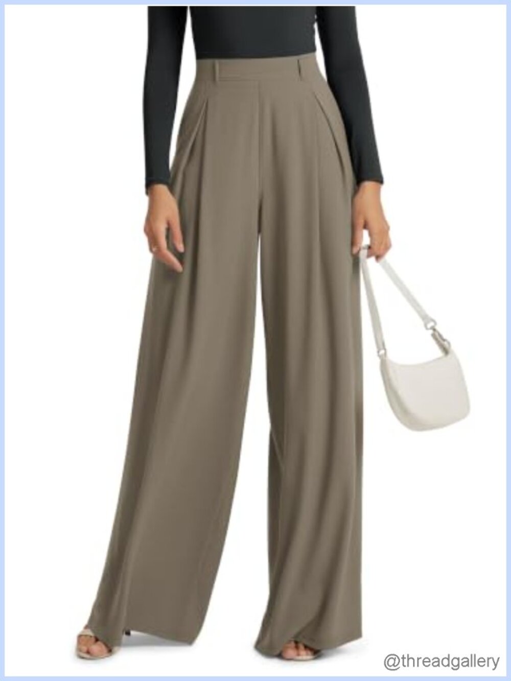 Pleated Extra Wide Leg High Waist Trousers with Pockets